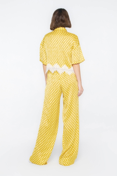 Gizia Yellow Shirt with Lace Points And Gold Button Detail. 3