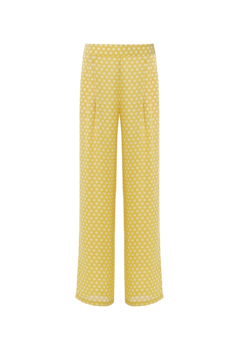 Gizia Wide Leg Polka Dot Detailed Yellow Pants. 5
