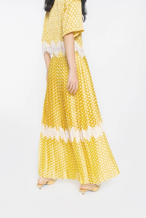 Gizia Yellow Skirt with Pleated Lace Accessories. 4 Gizia Yellow Skirt with Pleated Lace Accessories. 4