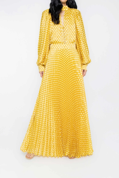 Gizia Yellow Skirt with Polka Dots and Pleats. 2