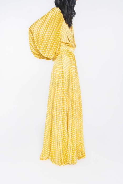 Gizia Yellow Skirt with Polka Dots and Pleats. 3