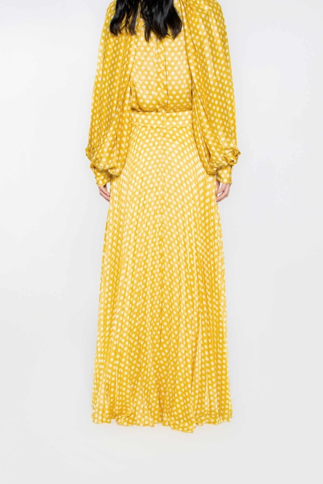 Gizia Yellow Skirt with Polka Dots and Pleats. 4