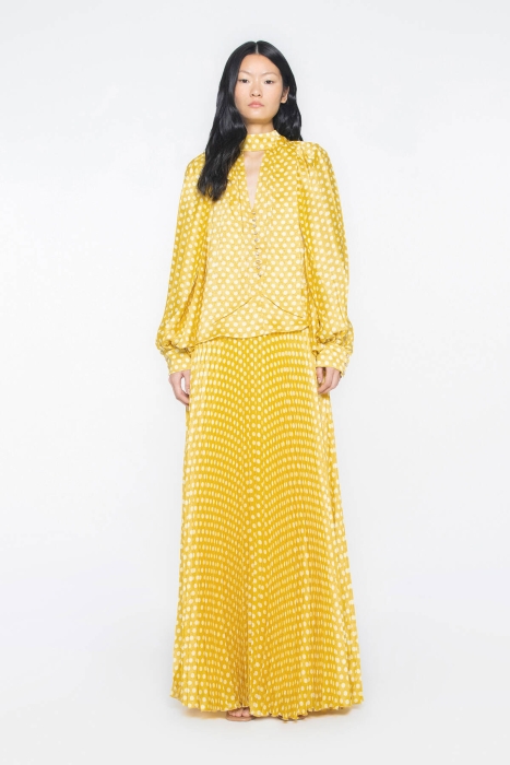 Gizia Yellow Skirt with Polka Dots and Pleats. 1