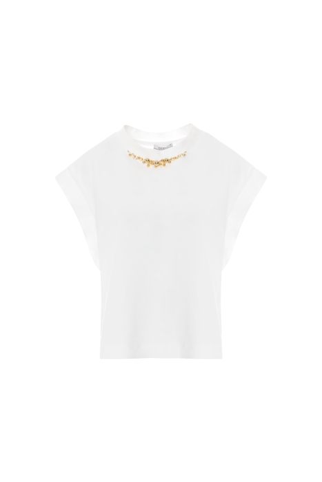 Gizia Ecru Blouse With Embroidered Collar. 3