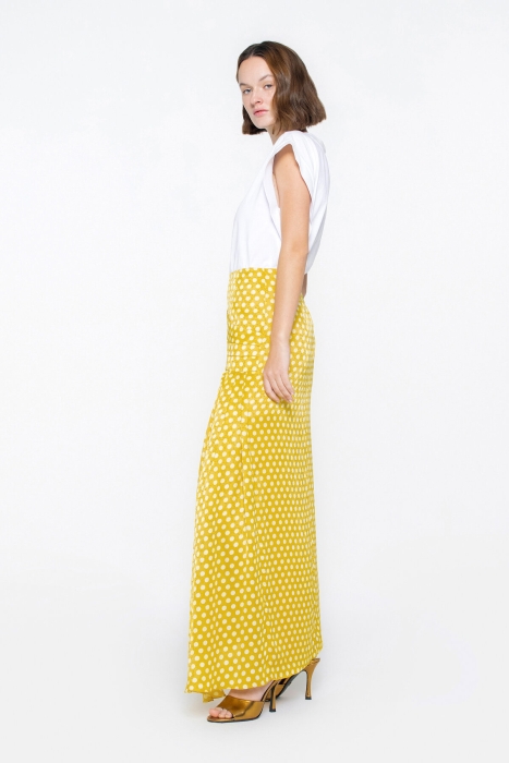 Gizia Yellow Skirt with Asymmetric Pleated Detail. 2