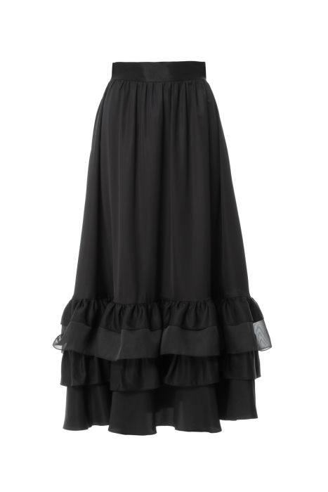 Gizia Black Skirt With Ruffled Organza Detail. 5