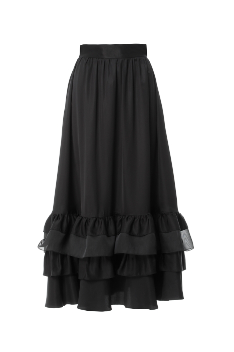 Gizia Black Skirt With Ruffled Organza Detail. 5 Gizia Black Skirt With Ruffled Organza Detail. 5
