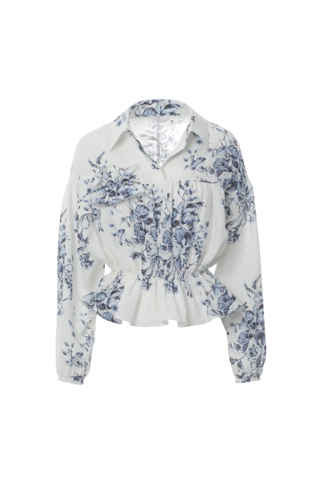 Gizia Blouse with Ruffled Shirring Embroidered Detail. 5 Gizia Blouse with Ruffled Shirring Embroidered Detail. 5