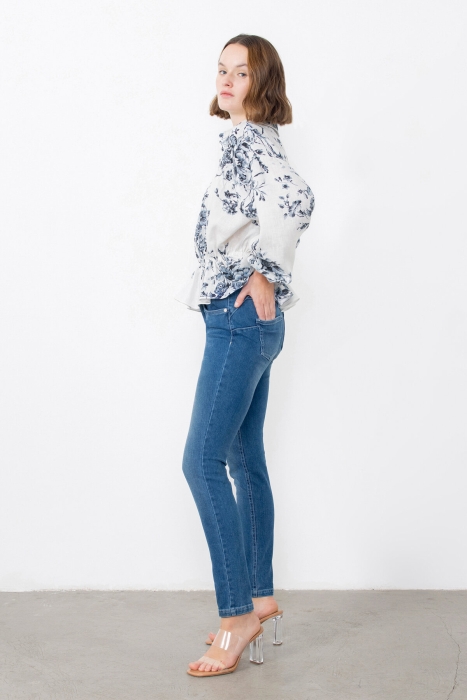 Gizia Blouse with Ruffled Shirring Embroidered Detail. 3 Gizia Blouse with Ruffled Shirring Embroidered Detail. 3