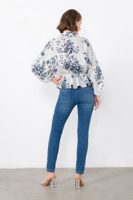 Gizia Blouse with Ruffled Shirring Embroidered Detail. 4 Gizia Blouse with Ruffled Shirring Embroidered Detail. 4