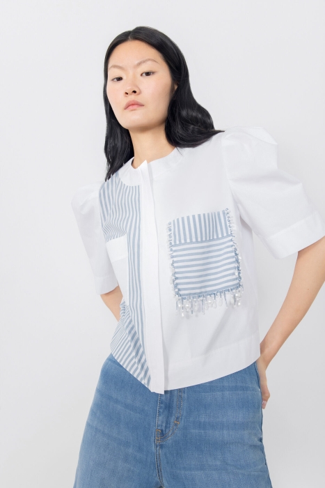 Gizia White Shirt With Zipper Detail Processing. 2
