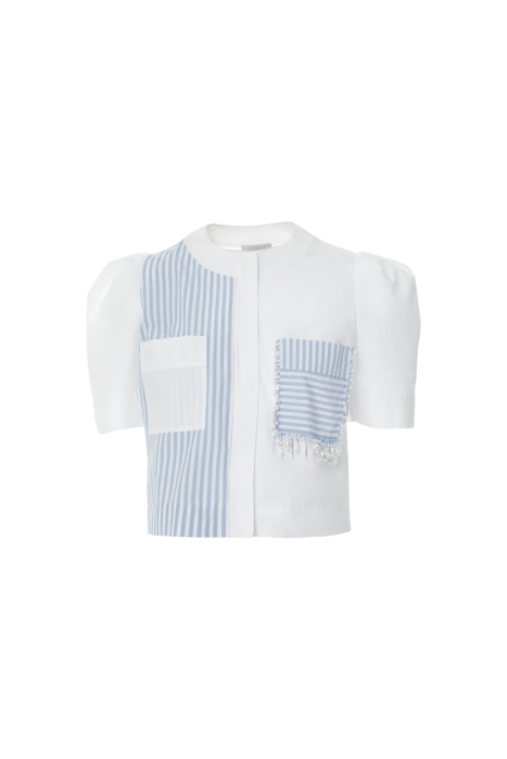 Gizia White Shirt With Zipper Detail Processing. 5