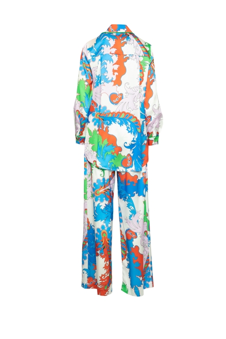 Gizia Comfortable Cut Waist Rubber Detailed Ecru Pajama Set With Shirt. 3