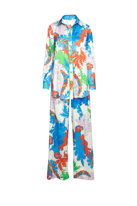 Gizia Comfortable Cut Waist Rubber Detailed Ecru Pajama Set With Shirt. 1