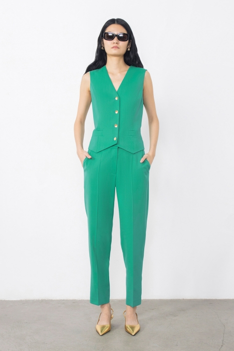 Gizia Gold Düğme Detaylı Yeşil Pantolon. 1