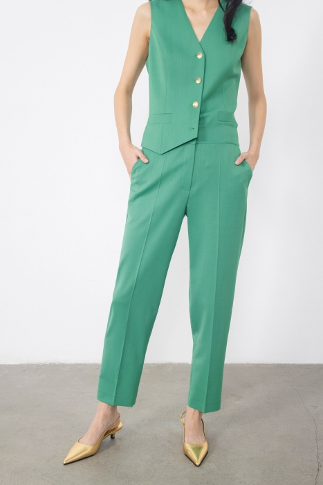 Gizia Gold Düğme Detaylı Yeşil Pantolon. 2