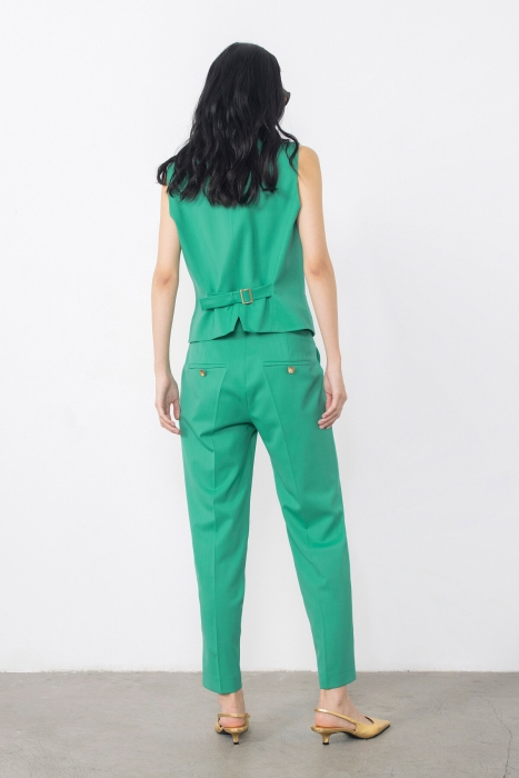 Gizia Gold Düğme Detaylı Yeşil Pantolon. 4