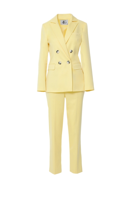 Gizia Buttoned Double Breasted Yellow Regular Fit Suit. 1