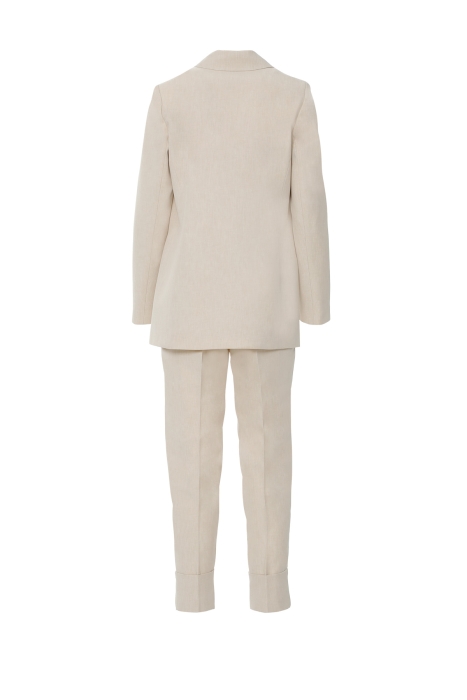 Gizia Big Metal Buttoned Double Turn Ups Beige Suit. 3 Gizia Big Metal Buttoned Double Turn Ups Beige Suit. 3