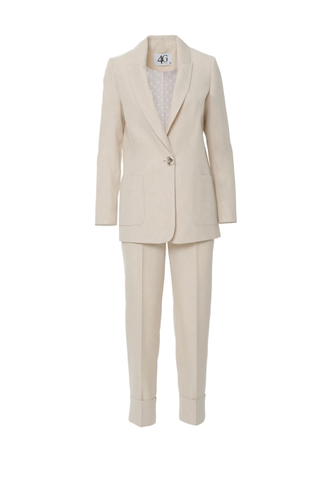 Gizia Big Metal Buttoned Double Turn Ups Beige Suit. 1 Gizia Big Metal Buttoned Double Turn Ups Beige Suit. 1