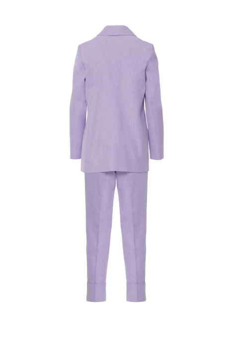 Gizia Big Metal Buttoned Double Turn Ups Lilac Suit. 3