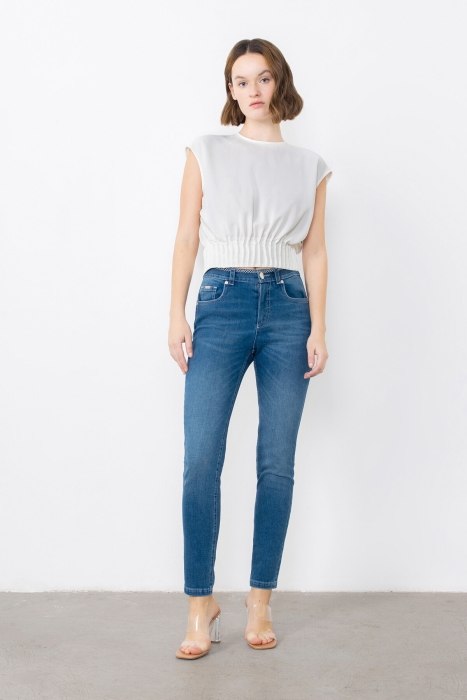 Gizia Paçası Yırtmaçlı Skinny Jean Pantolon. 1