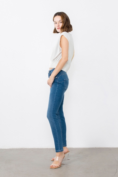 Gizia Paçası Yırtmaçlı Skinny Jean Pantolon. 2