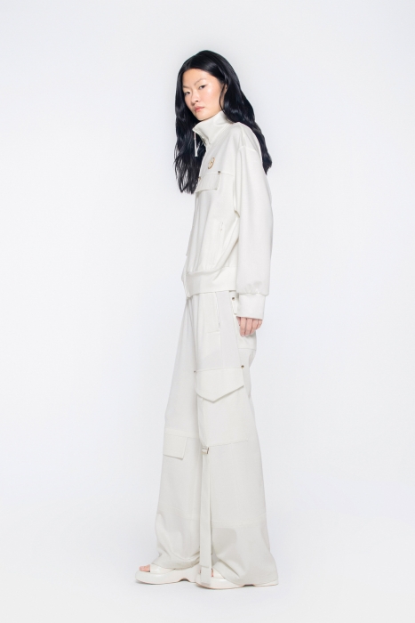 Gizia Cargo Pocket Detailed Pocket Sides Bead Embellished Waist Elastic Ecru Pants. 2 Gizia Cargo Pocket Detailed Pocket Sides Bead Embellished Waist Elastic Ecru Pants. 2