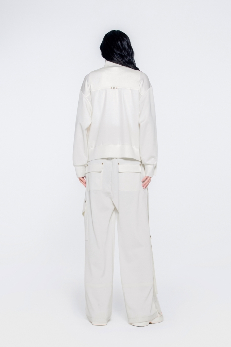 Gizia Cargo Pocket Detailed Pocket Sides Bead Embellished Waist Elastic Ecru Pants. 3 Gizia Cargo Pocket Detailed Pocket Sides Bead Embellished Waist Elastic Ecru Pants. 3