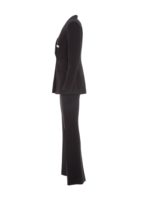 Gizia Big Button And Brooch Detailed Fit Black Suit. 2
