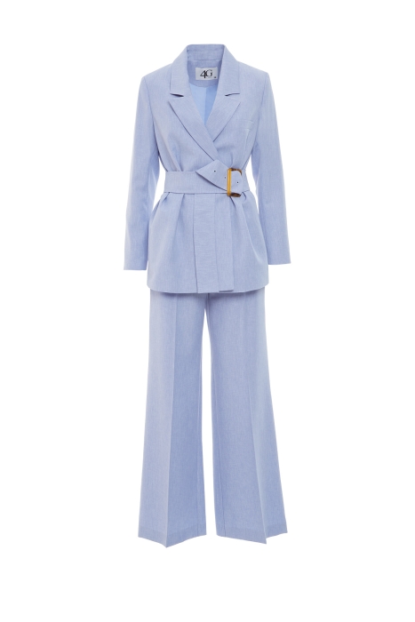 Gizia Button Detailed Belted Blue Suit. 1