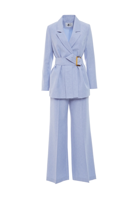 Gizia Button Detailed Belted Blue Suit. 1 Gizia Button Detailed Belted Blue Suit. 1