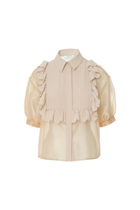 Gizia Transparent Salmon Colored Blouse With Voluminous Sleeves. 5 Gizia Transparent Salmon Colored Blouse With Voluminous Sleeves. 5