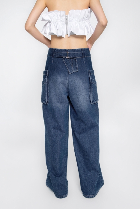 Gizia Jeans with Buckle Band with Pocket Detail. 4