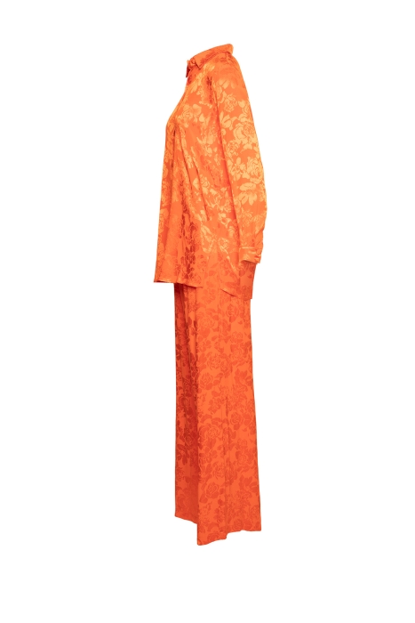 Gizia Orange Suit with Jacquard Drape. 2