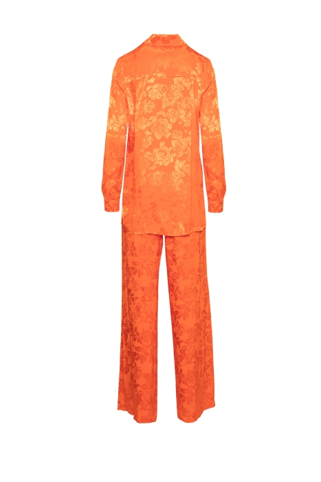 Gizia Orange Suit with Jacquard Drape. 3