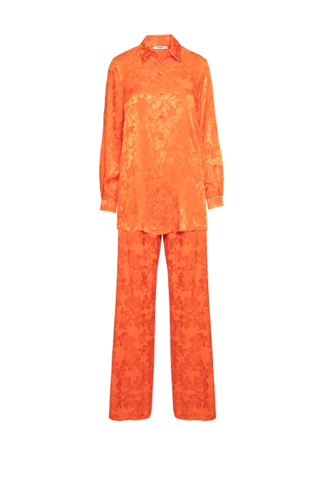 Gizia Orange Suit with Jacquard Drape. 1
