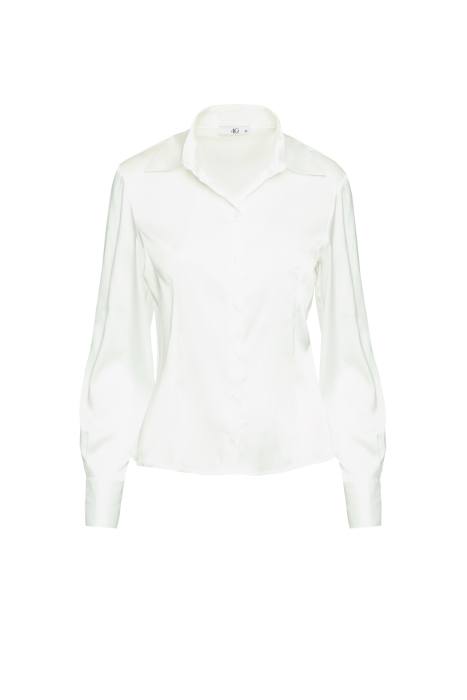 Gizia Shiny Satin Fit Ecru Shirt. 1 Gizia Shiny Satin Fit Ecru Shirt. 1