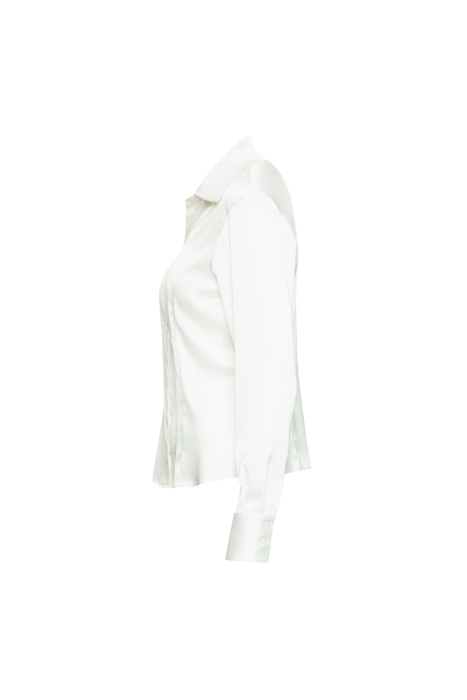 Gizia Shiny Satin Fit Ecru Shirt. 2 Gizia Shiny Satin Fit Ecru Shirt. 2