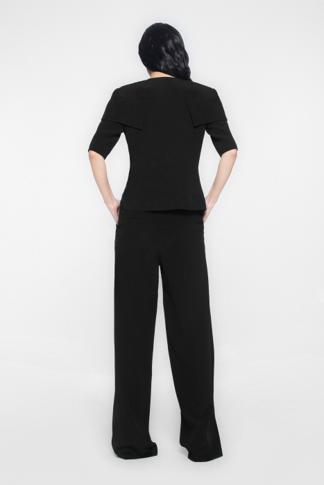 Gizia Embroidered Black Jacket With Double Breasted Closure With Shoulder Detail. 4 Gizia Embroidered Black Jacket With Double Breasted Closure With Shoulder Detail. 4