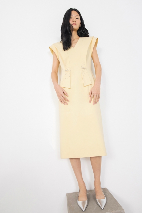 Gizia Yellow Dress With Stone And Bead Embroidery. 3