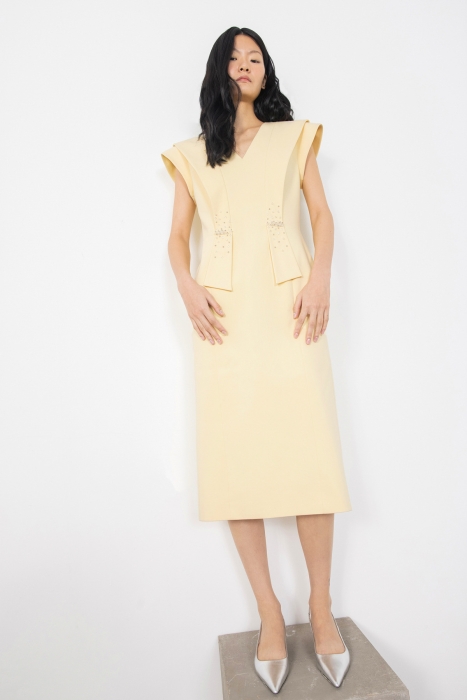 Gizia Yellow Dress With Stone And Bead Embroidery. 3 Gizia Yellow Dress With Stone And Bead Embroidery. 3