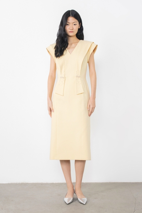 Gizia Yellow Dress With Stone And Bead Embroidery. 1 Gizia Yellow Dress With Stone And Bead Embroidery. 1