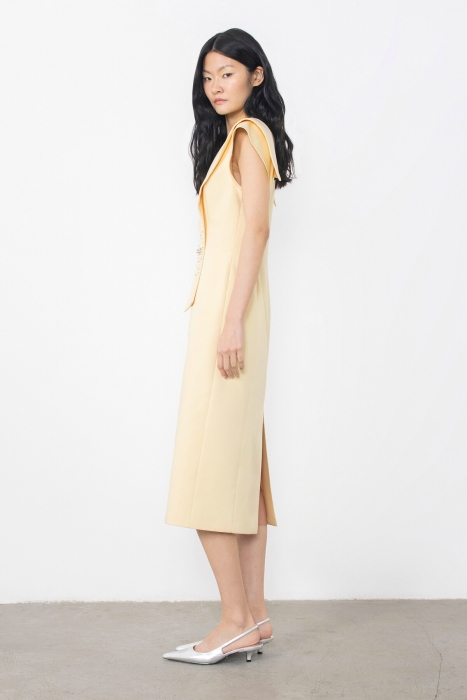 Gizia Yellow Dress With Stone And Bead Embroidery. 4 Gizia Yellow Dress With Stone And Bead Embroidery. 4