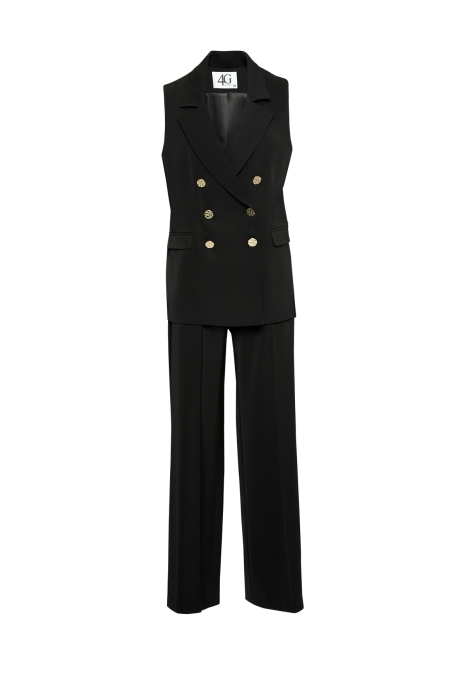 Gizia Black Women's Suit with Gold Detail Casual Cut Vest and Trousers. 1