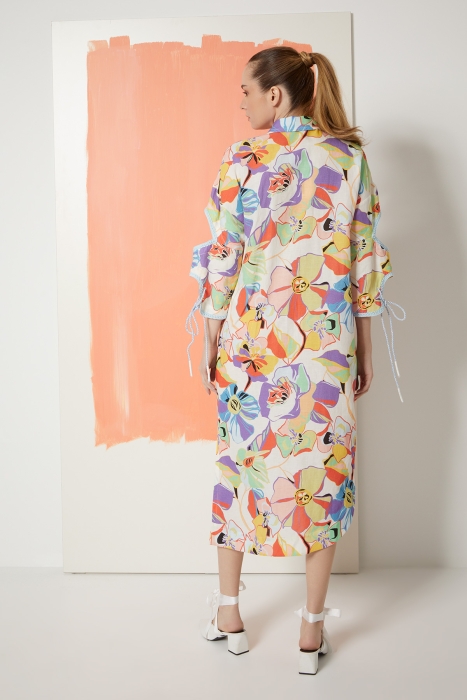 Gizia Linen Shirt Dress With Window Detail Pattern. 3