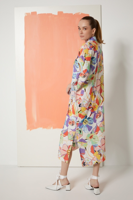 Gizia Linen Shirt Dress With Window Detail Pattern. 2