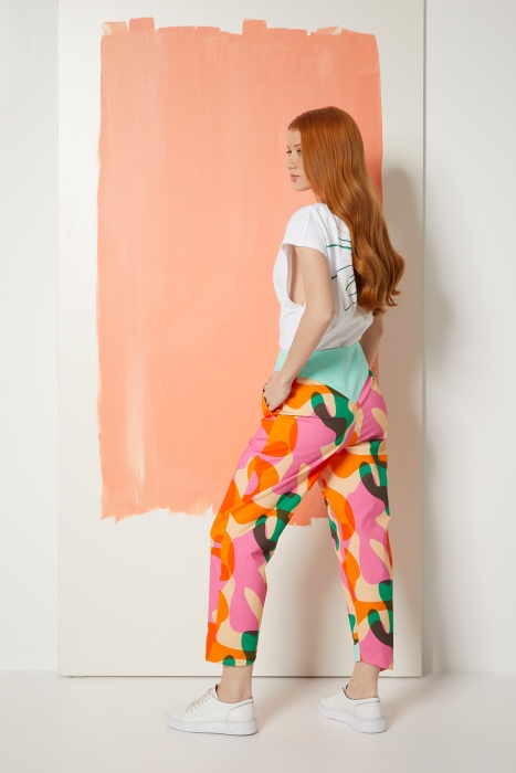 Gizia Cotton Fuchsia Trousers With Bodice Detail Pattern. 3