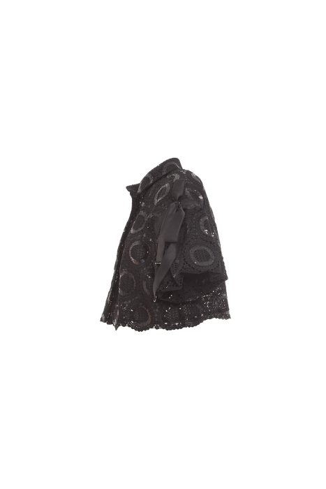 Gizia Embroidered Black Lace Shirt with Bow Detail On the Shoulders. 2