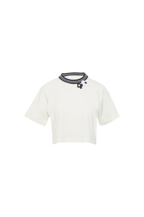 Gizia Ecru Tshirt with Ribband Collar. 1